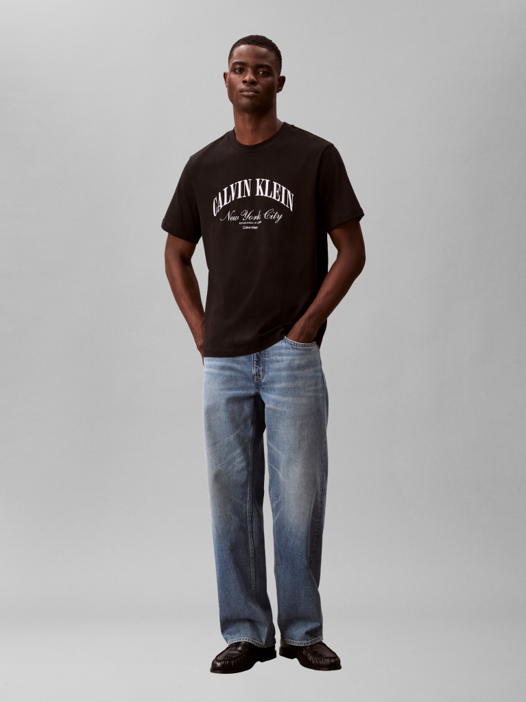 Negru Tricou Cu Logo NYC Brodat   Barbati