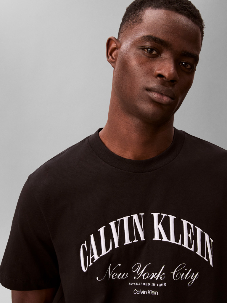Negru Tricou Cu Logo NYC Brodat   Barbati