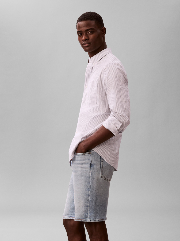 Denim Pantaloni Scurti Din Denim Cu Croiala Slim Si Manseta Intoarsa  Barbati
