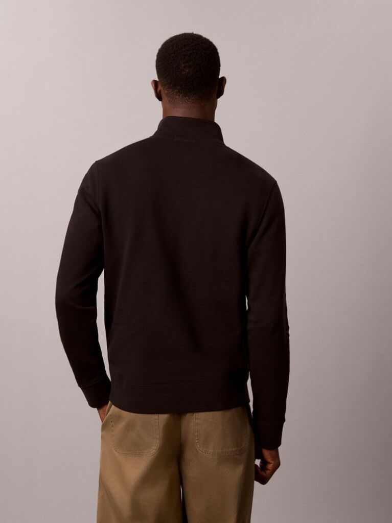 Negru Bluza De Trening Din Terry Cu Fermoar Scurt Si Monologo  Barbati