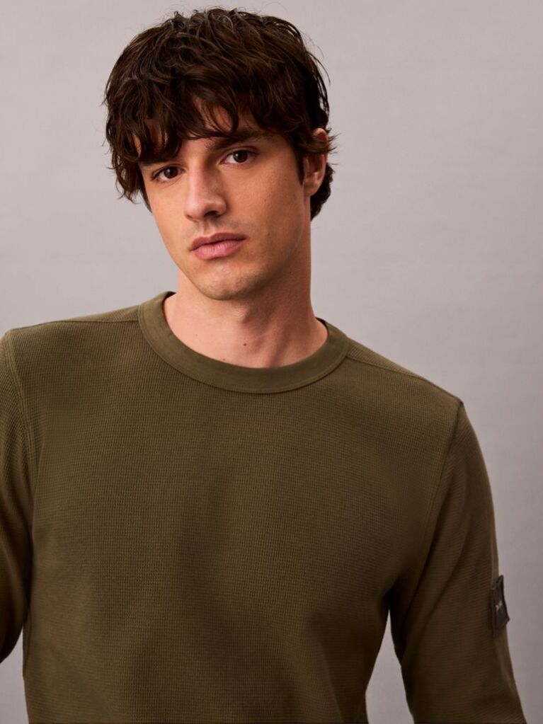 Green Waffle Monologo Long Sleeve T-Shirt  Men