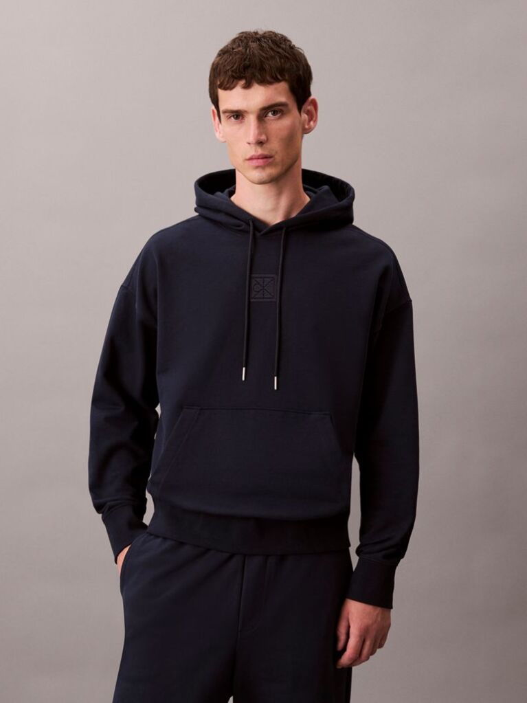 Negru Hanorac Din Terry Premium  Barbati