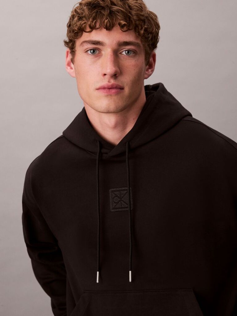 Negru Hanorac Din Terry Premium  Barbati