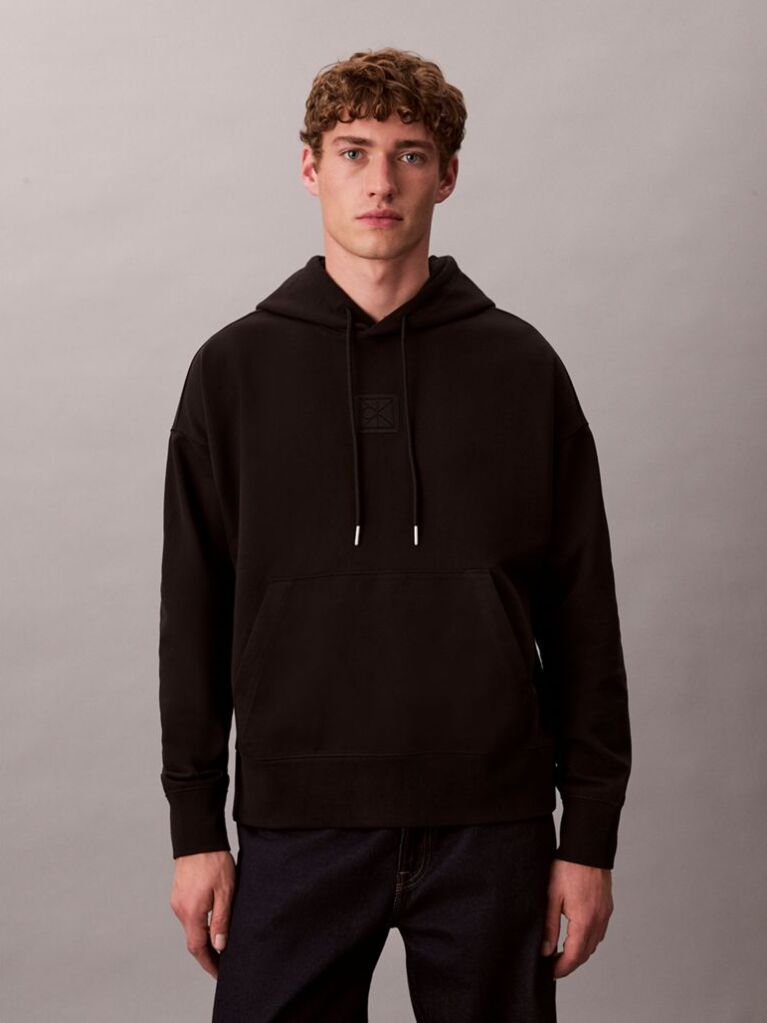 Negru Hanorac Din Terry Premium  Barbati