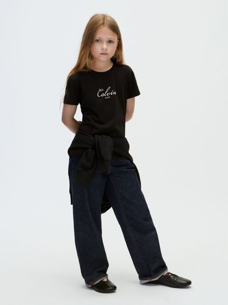 Negru Tricou Cu Logo In Stil Script  Fete