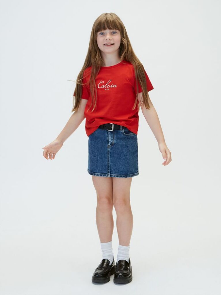 Rosu Tricou Cu Logo In Stil Script  Fete