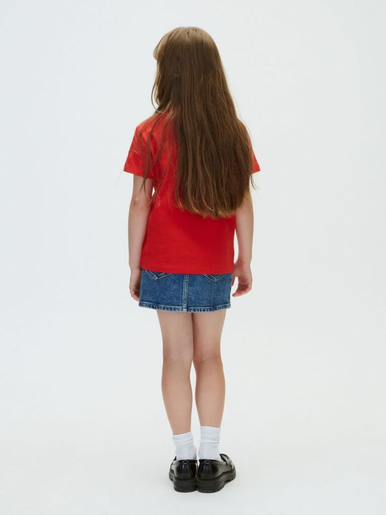 Rosu Tricou Cu Logo In Stil Script  Fete
