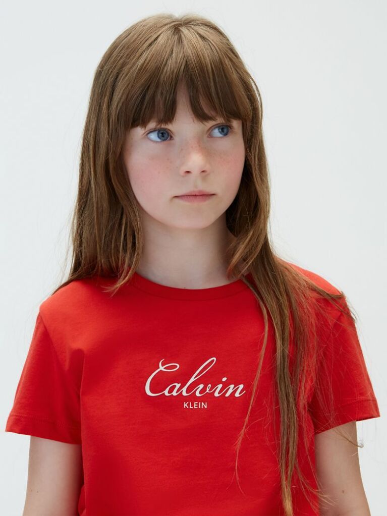 Rosu Tricou Cu Logo In Stil Script  Fete