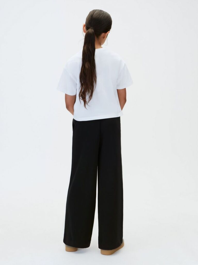 Negru Pantaloni Jogger Din Tricot Interlock Cu Paspoal Contrastant  Fete