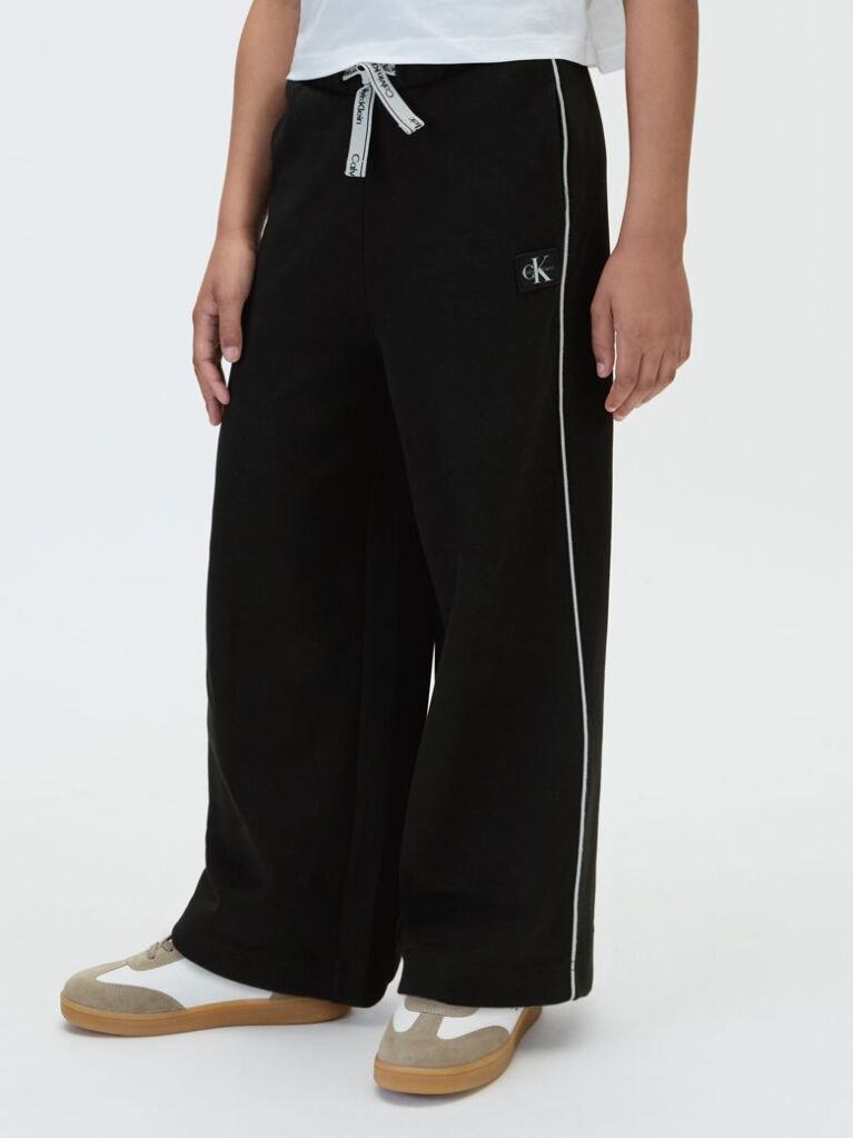 Negru Pantaloni Jogger Din Tricot Interlock Cu Paspoal Contrastant  Fete