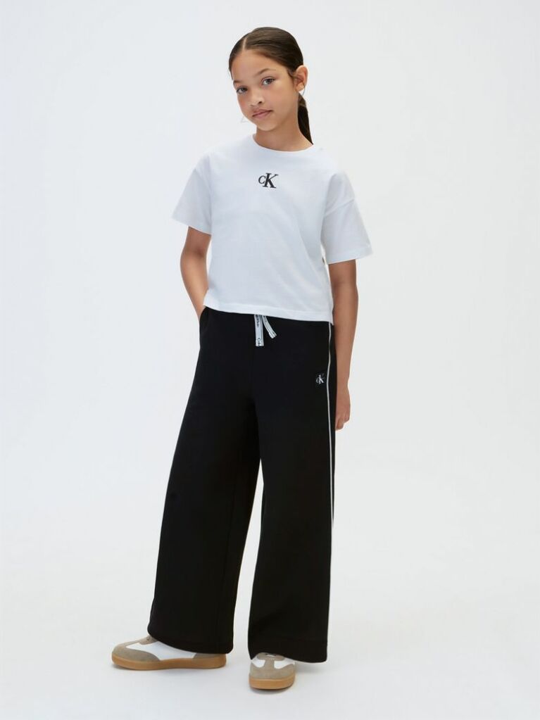 Negru Pantaloni Jogger Din Tricot Interlock Cu Paspoal Contrastant  Fete