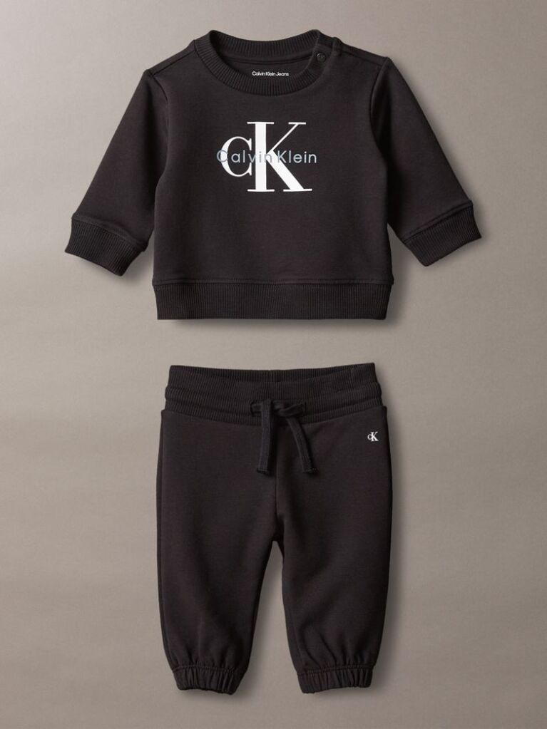 Negru Set Monologo Din Bluza De Trening Si Pantaloni Jogger  Nou-nascuti