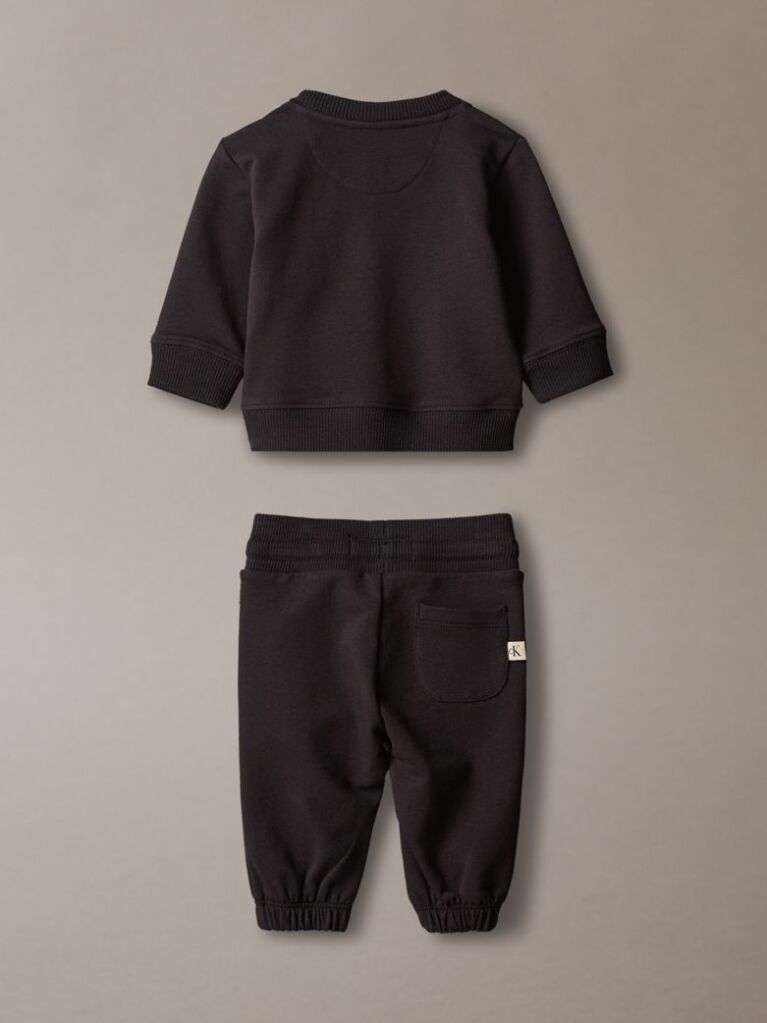 Negru Set Monologo Din Bluza De Trening Si Pantaloni Jogger  Nou-nascuti