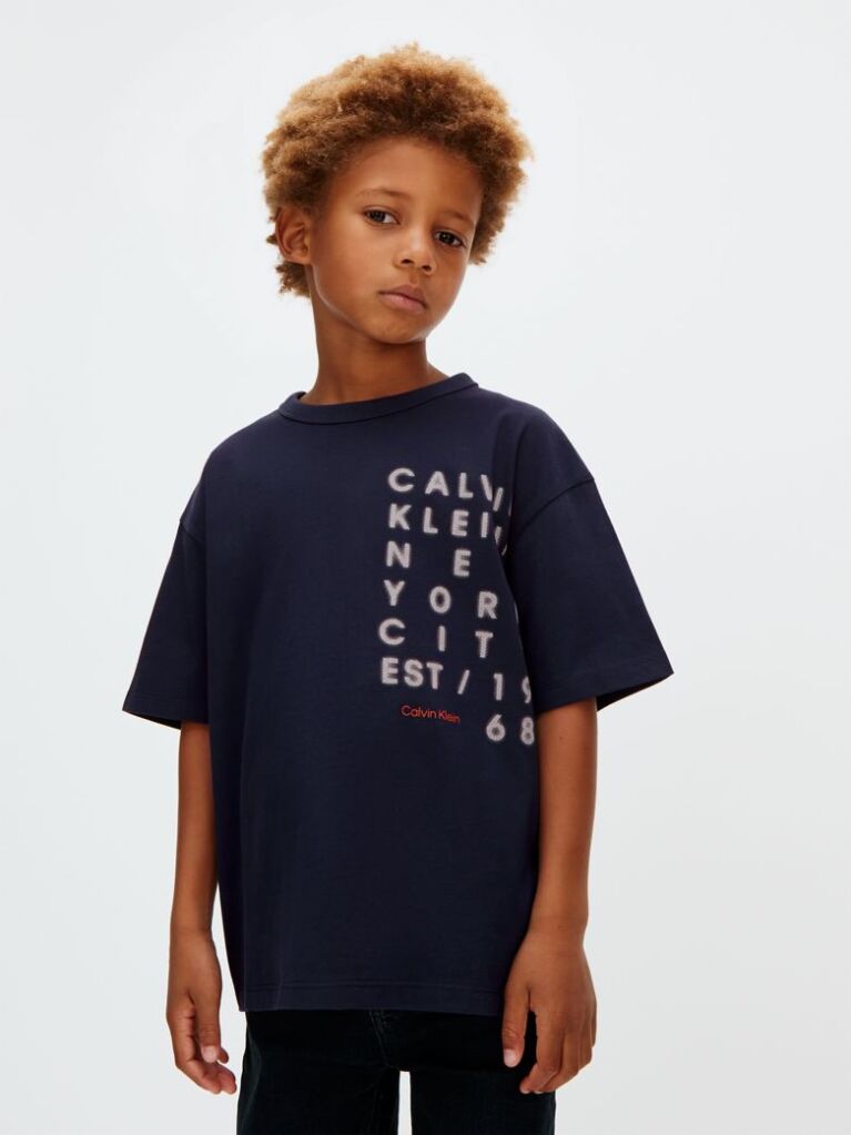 Albastru Tricou Cu Logo  Baieti