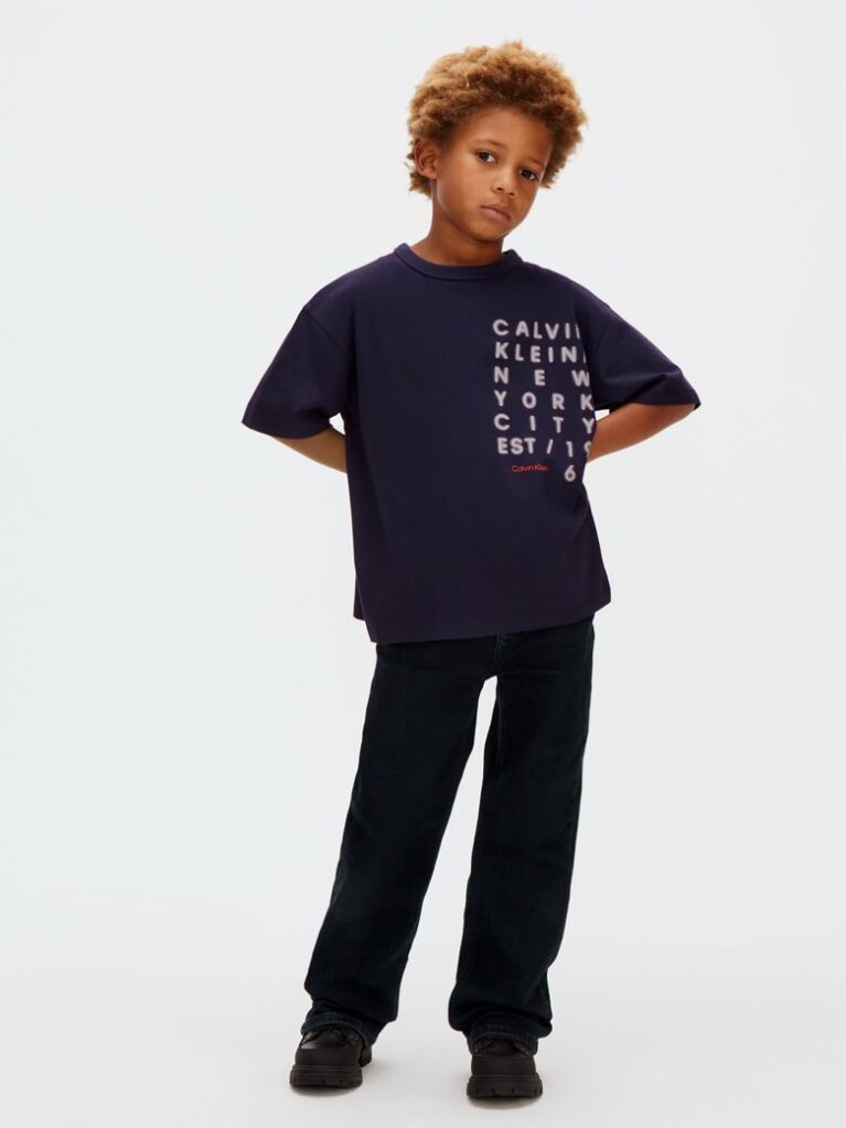 Albastru Tricou Cu Logo  Baieti