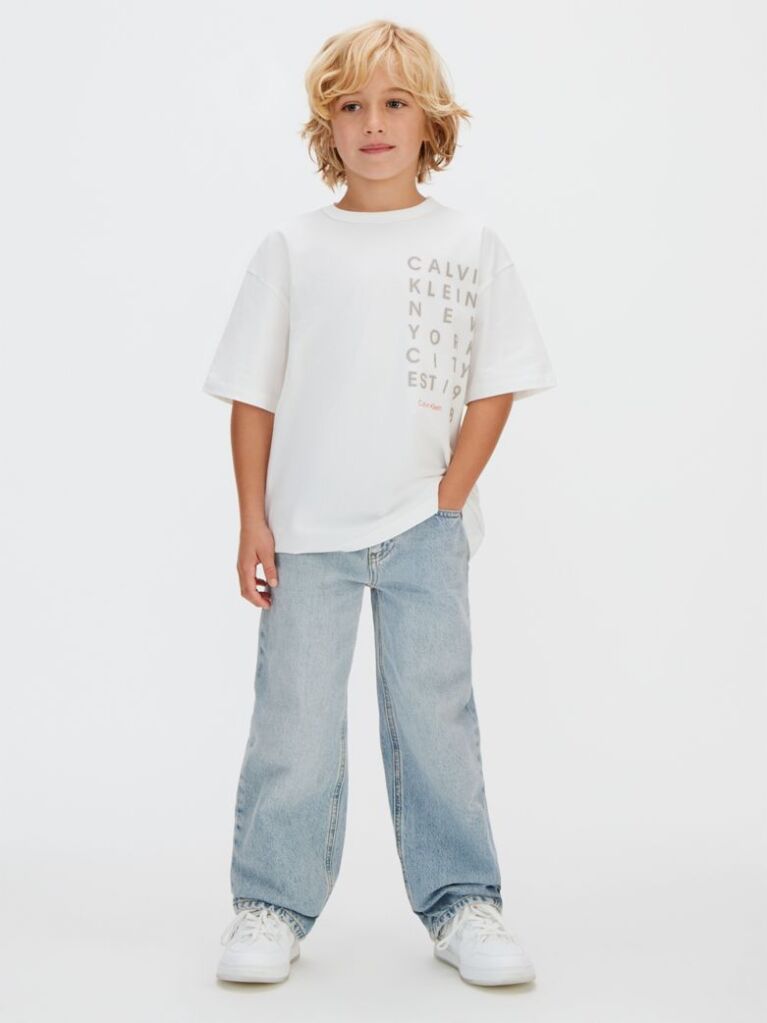 Alb Tricou Cu Logo  Baieti