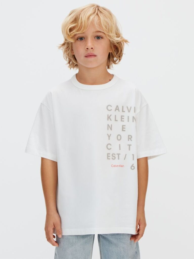 Alb Tricou Cu Logo  Baieti
