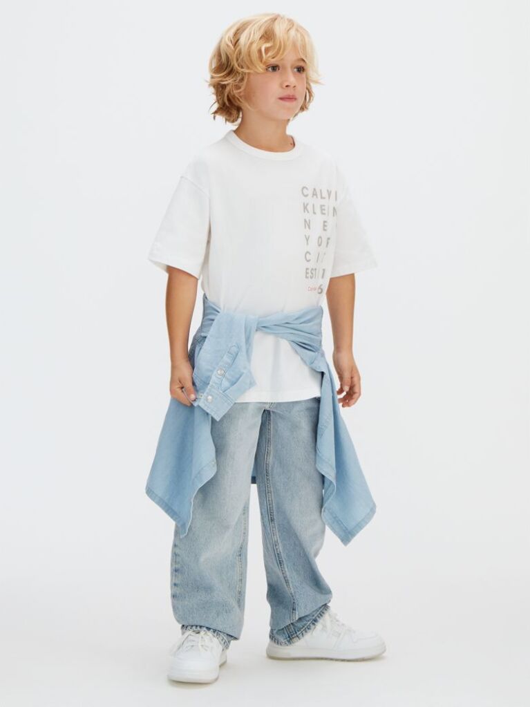 Alb Tricou Cu Logo  Baieti