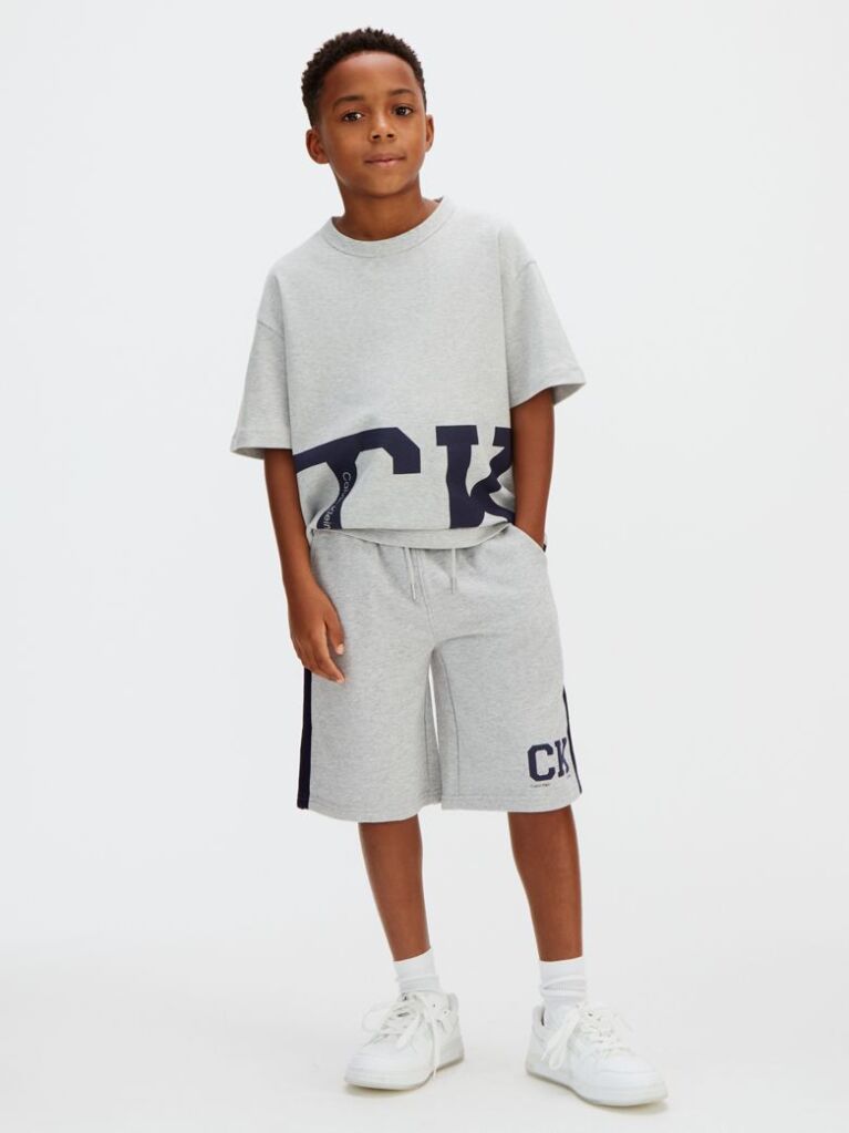 Gri Pantaloni Scurti Relaxati Cu Logo Varsity  Baieti