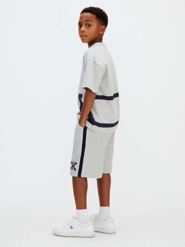Gri Pantaloni Scurti Relaxati Cu Logo Varsity  Baieti