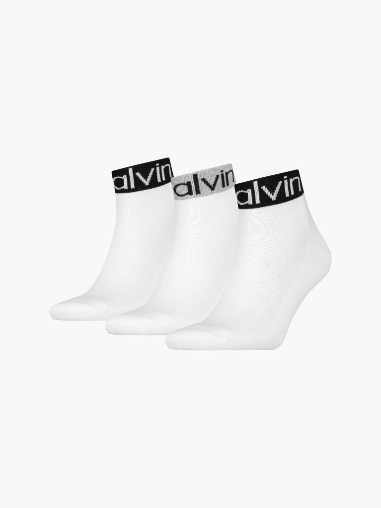 White 3 Pack Logo Ankle Socks  Men