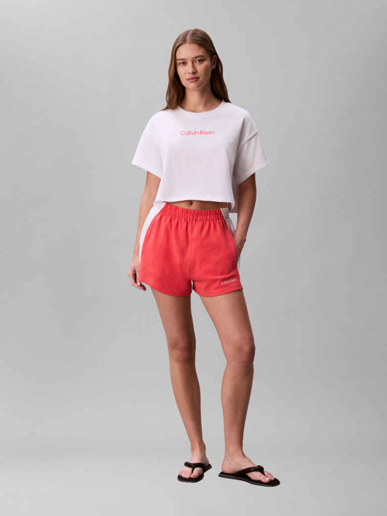 Alb Tricou De Plaja Cropped  Femei