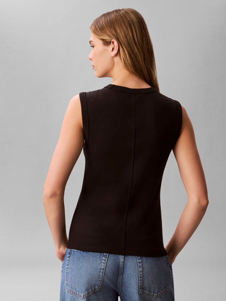 Negru Top Tip Maiou Cu Patch Logo Si Structura Ripstop  Femei