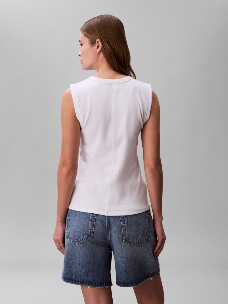 Alb Top Tip Maiou Cu Patch Logo Si Structura Ripstop  Femei