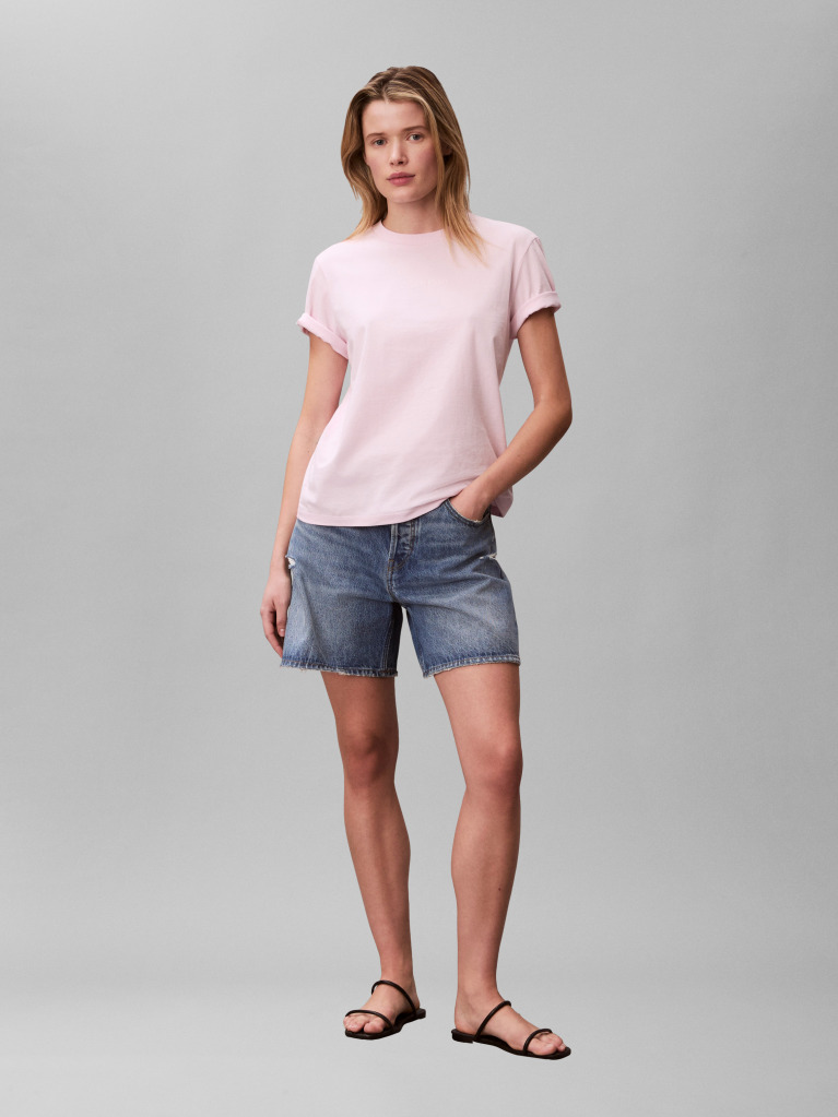 Roz Tricou Clasic Cu Logo Tonal  Femei