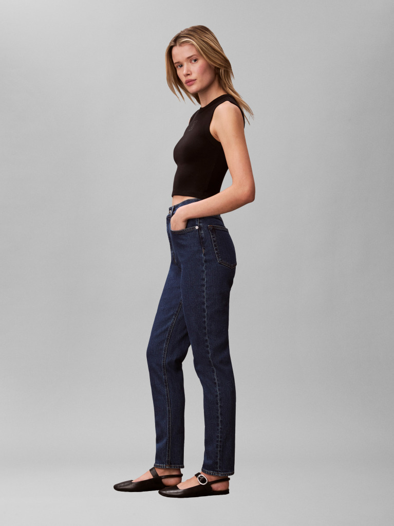 Denim Blugi Cu Croiala Mom Si Picior Drept  Femei