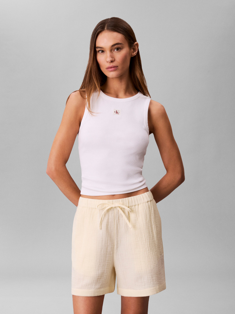 Galben Pantaloni Scurti Novelty Din Double Gauze  Femei