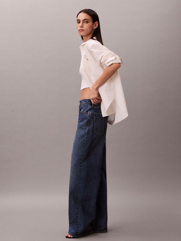 Denim Blugi Cu Croiala Wide Leg  Femei