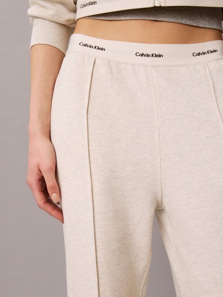 Bej Pantaloni Jogger Cu Croiala Wide Leg Si Talie Cu Banda Logo  Femei
