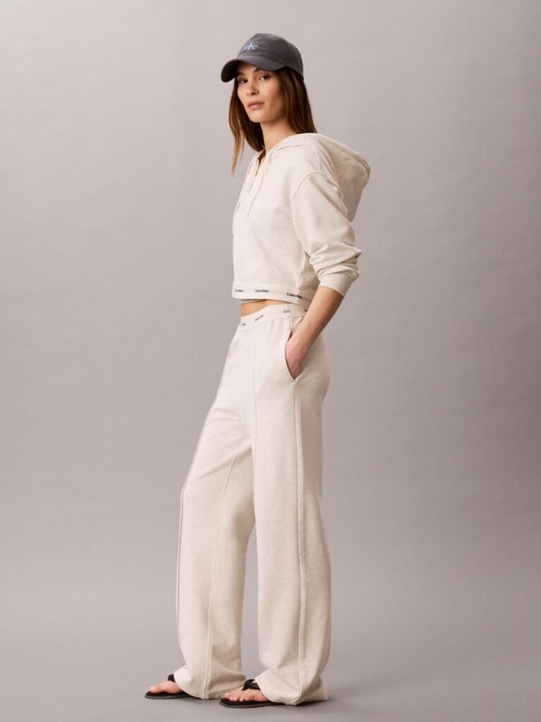 Bej Pantaloni Jogger Cu Croiala Wide Leg Si Talie Cu Banda Logo  Femei