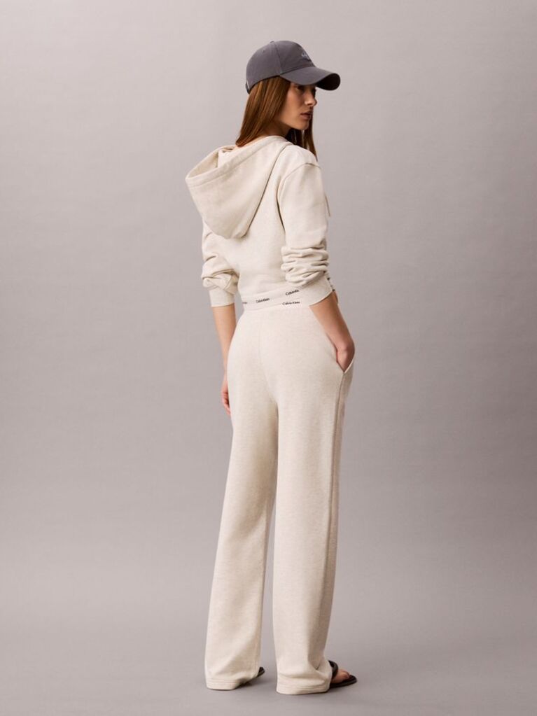 Bej Pantaloni Jogger Cu Croiala Wide Leg Si Talie Cu Banda Logo  Femei