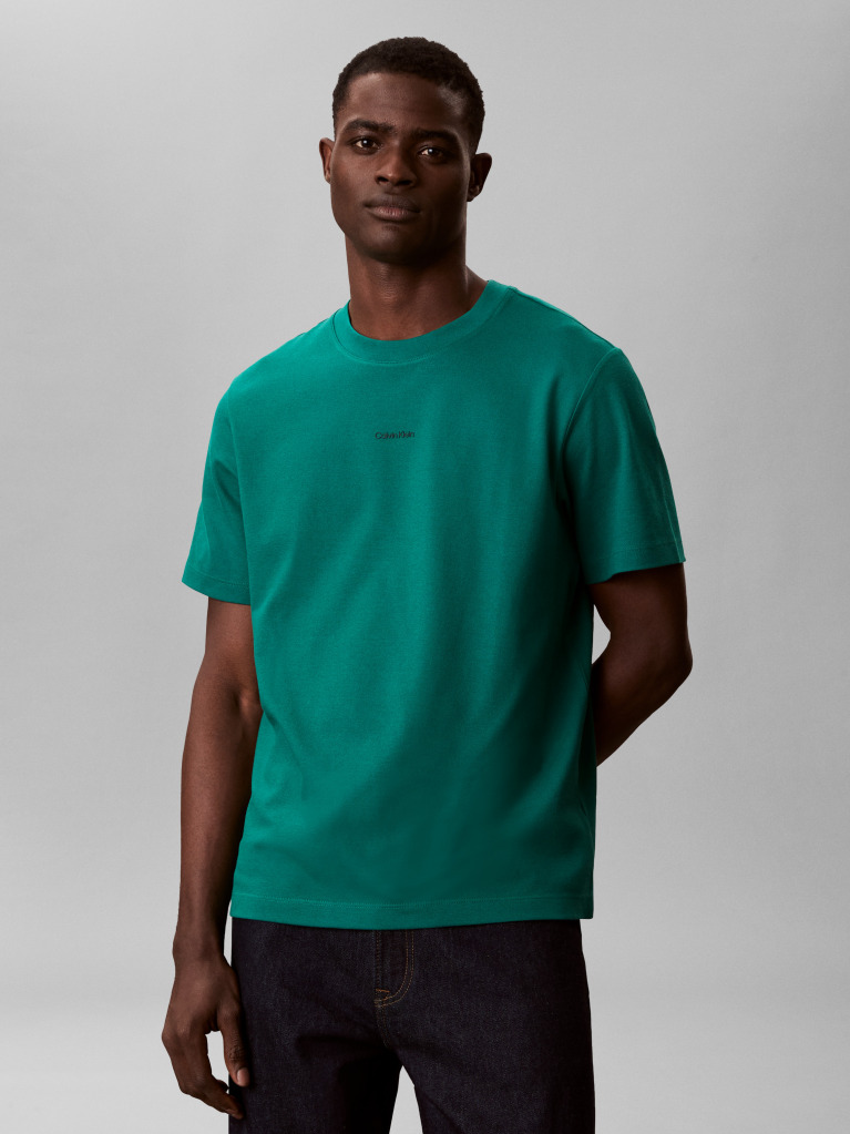 Verde Tricou Slim Din Piqué Elastic Cu Maneca Scurta  Barbati