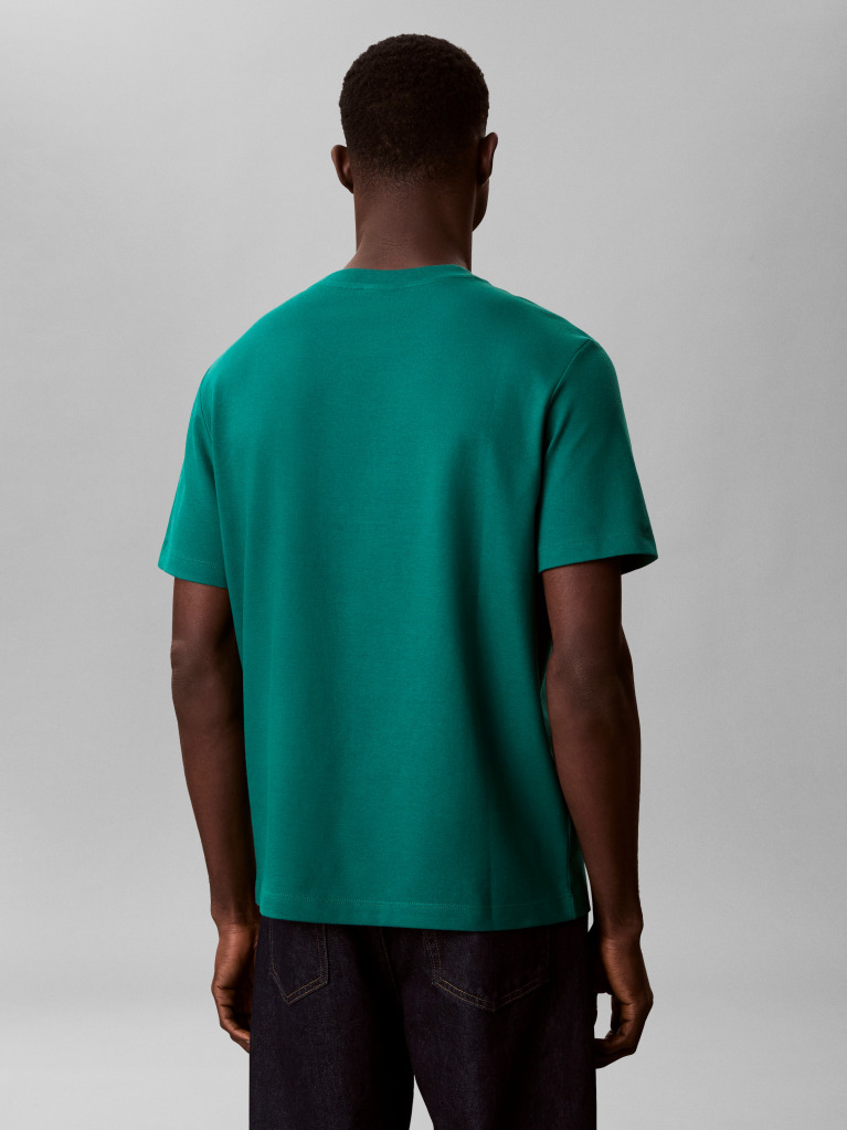 Verde Tricou Slim Din Piqué Elastic Cu Maneca Scurta  Barbati