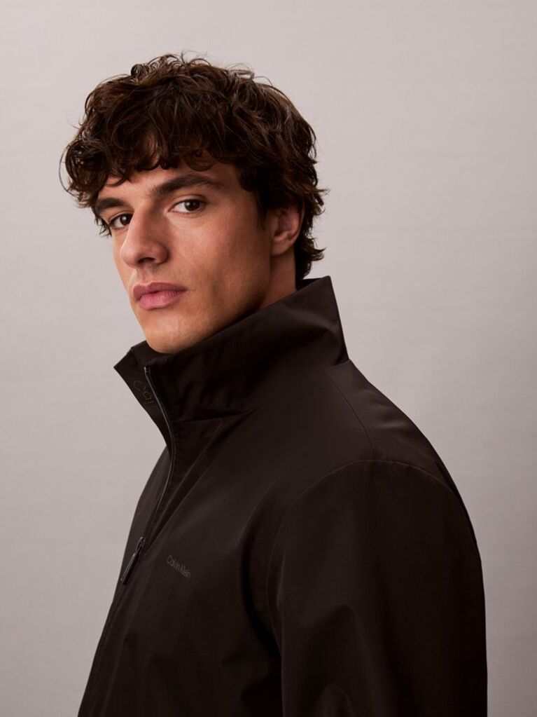 Negru Geaca Windbreaker Cu Fermoar Si Guler Inalt  Barbati