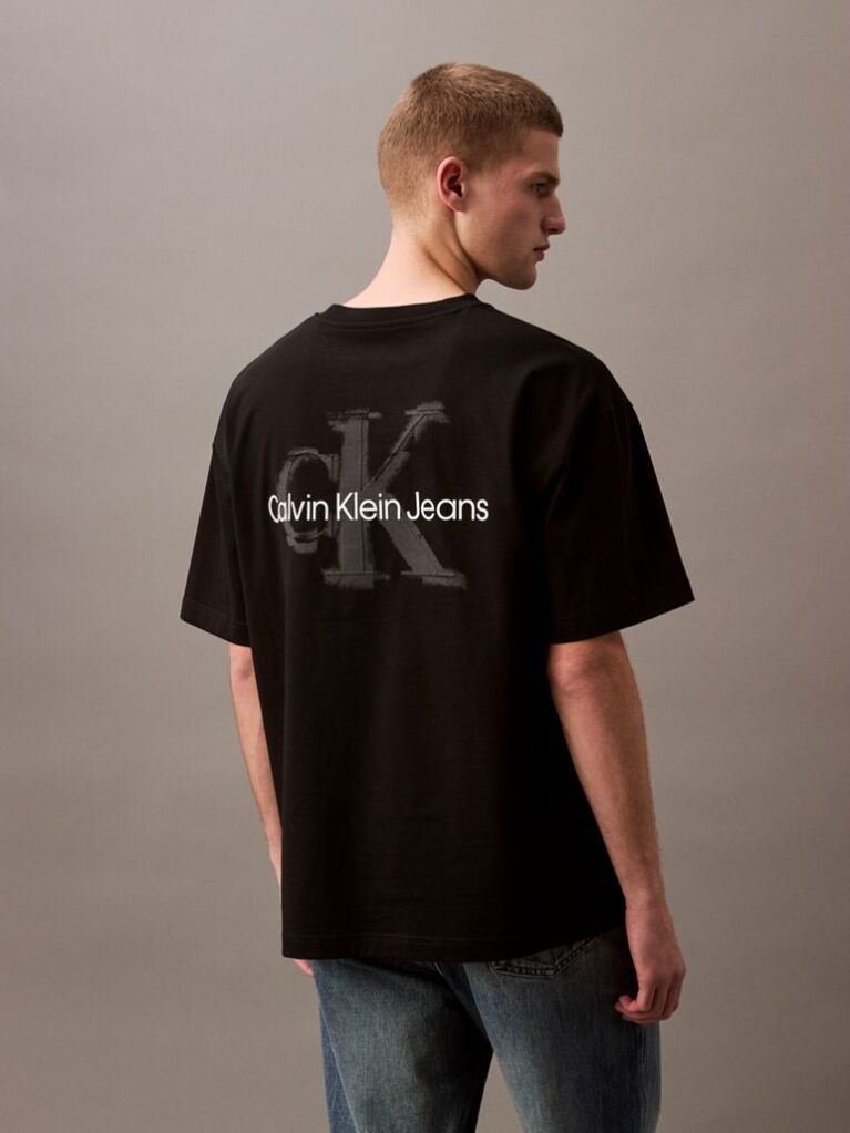 Negru Tricou Oversized Cu Logo Embosat  Barbati
