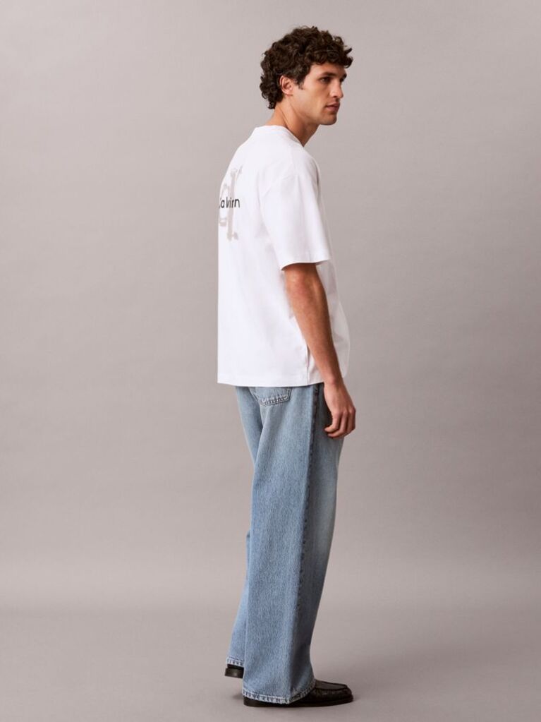 Alb Tricou Oversized Cu Logo Embosat  Barbati