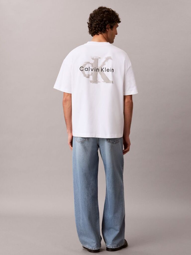 Alb Tricou Oversized Cu Logo Embosat  Barbati