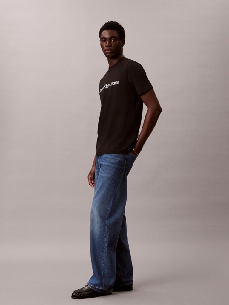 Negru Tricou Cu Logo Linear  Barbati