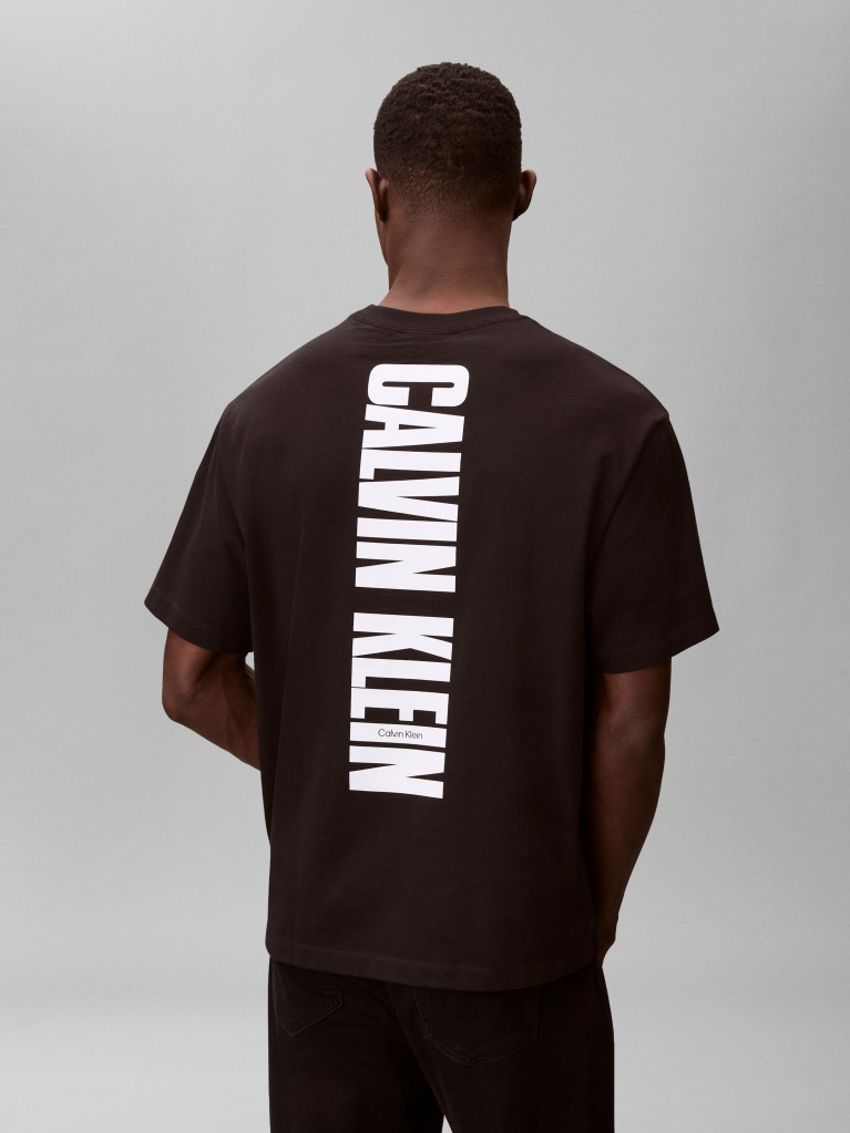 Negru Tricou Gros Cu Logo Din Jersey  Barbati