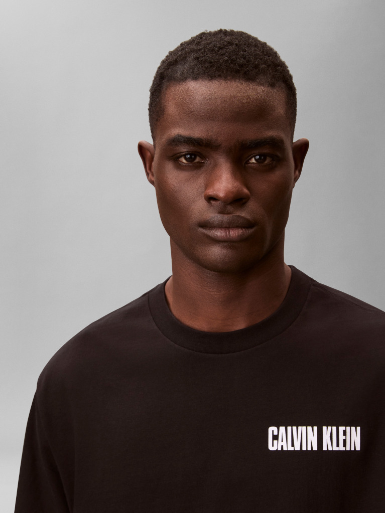 Negru Tricou Gros Cu Logo Din Jersey  Barbati