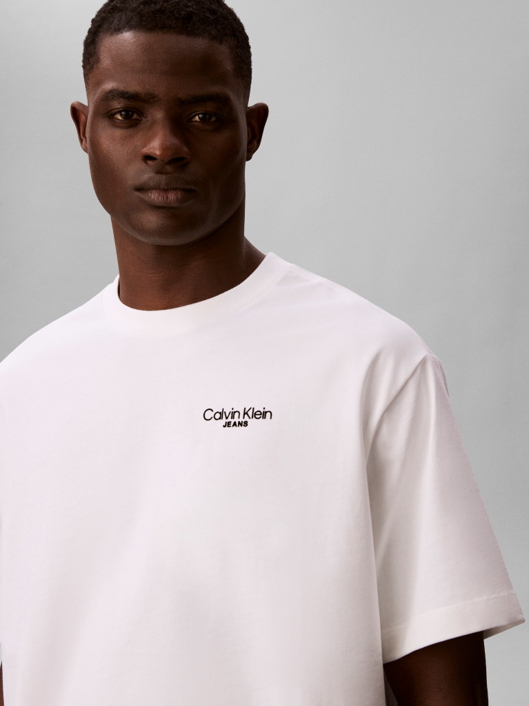 Alb Tricou Cu Logo Pe Spate  Barbati