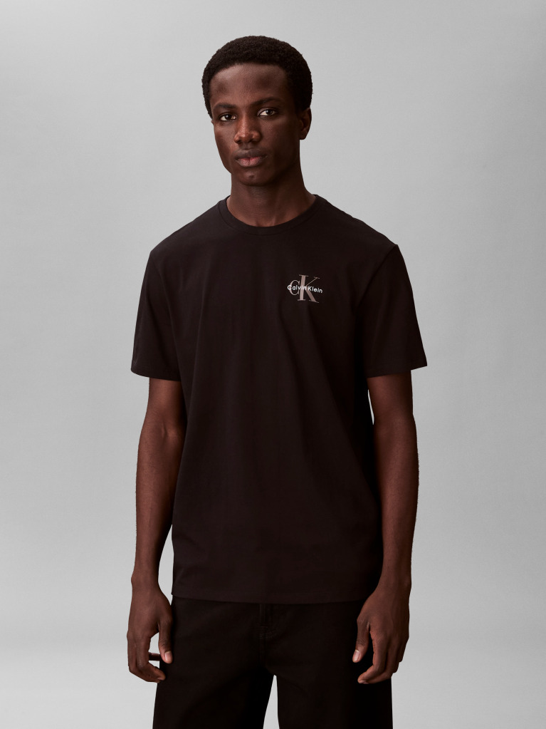 Negru Tricou Cu Logo Si Croiala Clasica   Barbati
