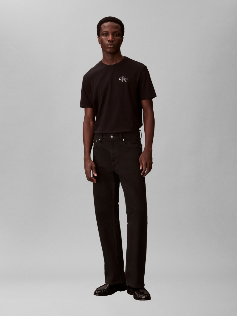 Negru Tricou Cu Logo Si Croiala Clasica   Barbati