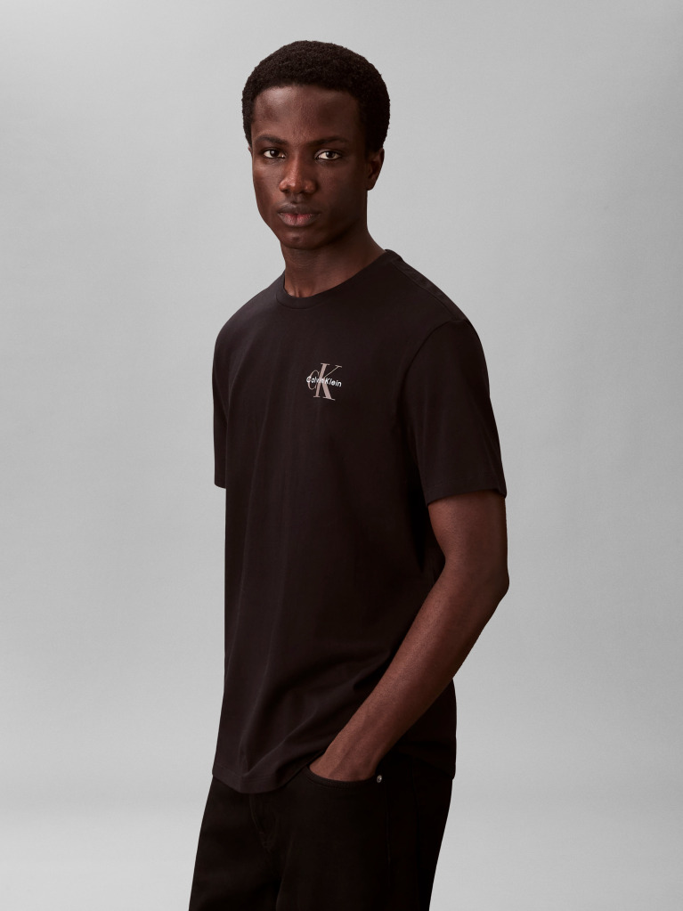 Negru Tricou Cu Logo Si Croiala Clasica   Barbati