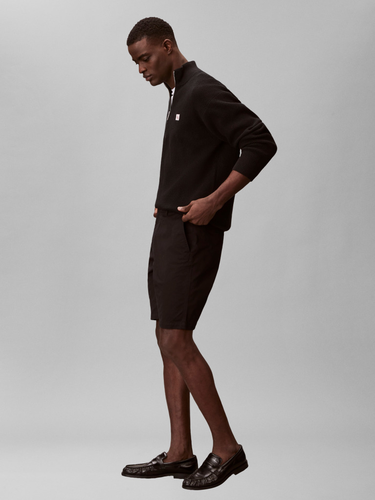 Negru Pantaloni Scurti Chino Drepti  Barbati