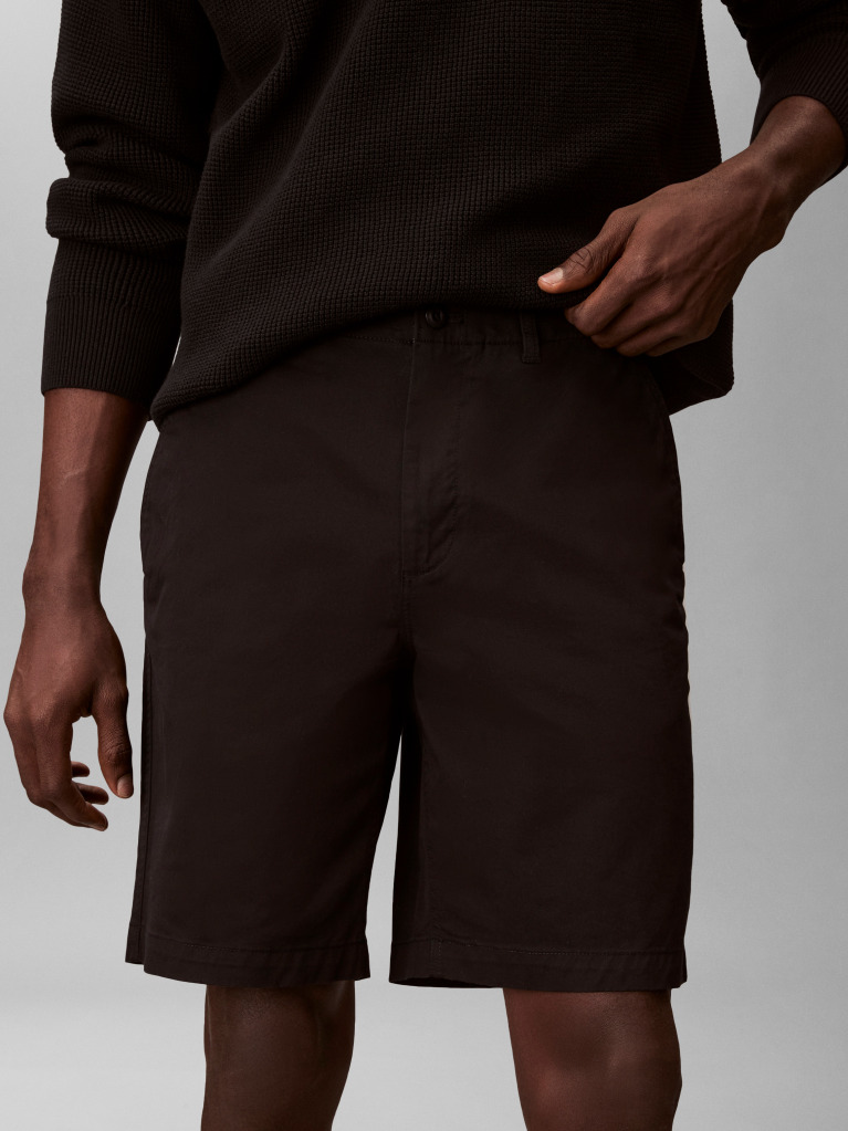 Negru Pantaloni Scurti Chino Drepti  Barbati